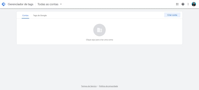 Captura de tela do Google Tag Manager