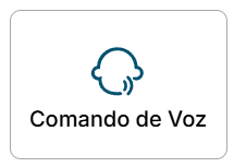 Imagem, na qual, ao centro, possui um ícone de uma pessoa falando, representando a funcionalidade comando de voz